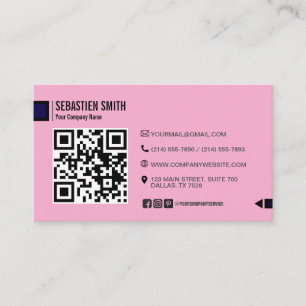 Moderne minimaliste QR Code Carte de visite - Rose