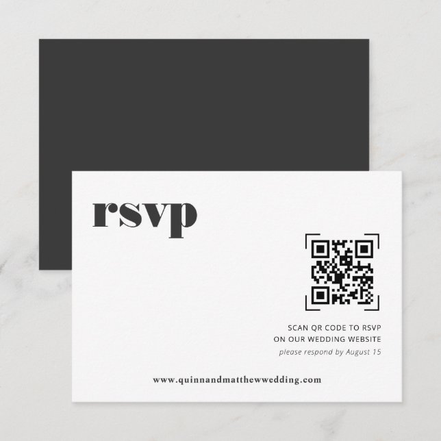 Moderne Minimaliste | Réponse de Mariage Code QR (Devant / Derrière)