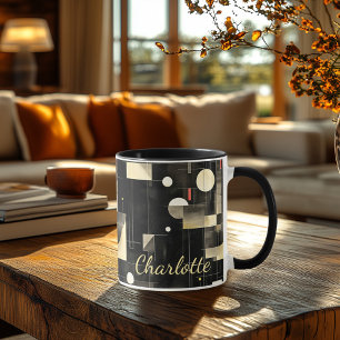 Moderne Minimalistin - Abstrakte Schwarz & Creme i Tasse