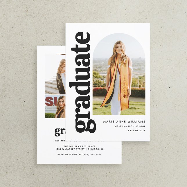 Moderne Minimalistisch Arch Foto Graduation Party Einladung (Von Creator hochgeladen)