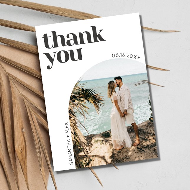 Moderne Minimalistisch Arch Foto Hochzeit Vielen D Postkarte (Modern Minimalist Arch Photo Wedding Thank You Postcard)