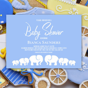 Moderne Minimalistisch Blue Elephant Baby Dusche Einladung