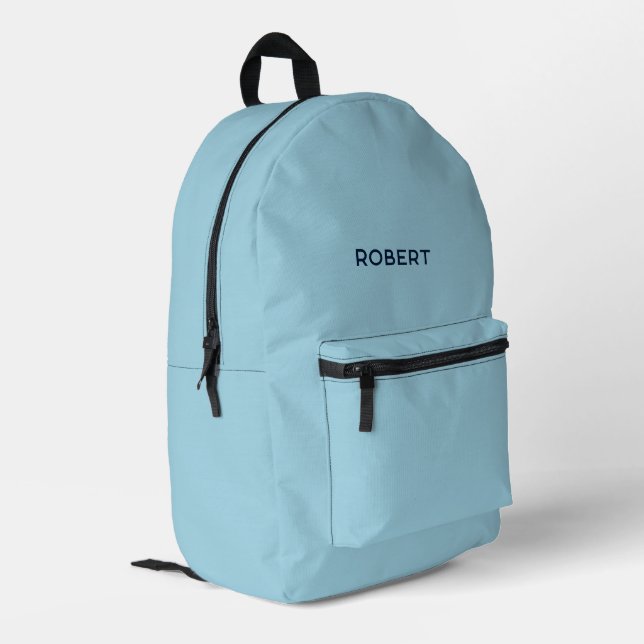 Moderne Minimalistisch Blue Personalisiert School Bedruckter Rucksack (Rückseitige Ecke links)
