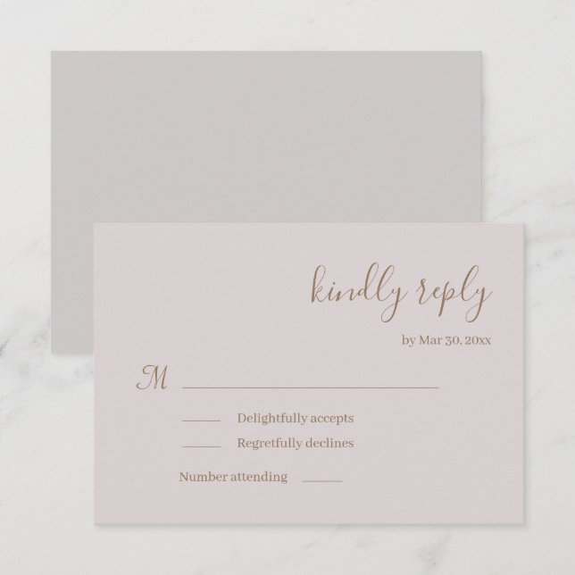 Moderne Minimalistisch Blush Wedding RSVP Einladun Einladung (Vorne/Hinten)