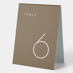 Moderne Minimalistisch-braune Tischnummer Tischaufsteller