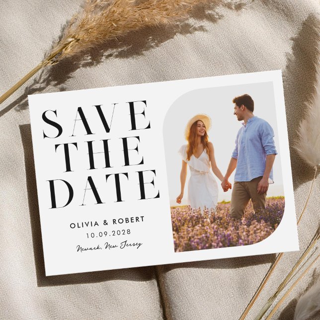 Moderne Minimalistisch Chic 2 Foto Hochzeit Save The Date (Von Creator hochgeladen)