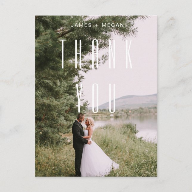 Moderne Minimalistisch Design Foto Hochzeit Vielen Postkarte (Vorderseite)