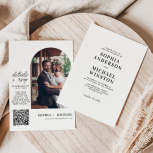 Moderne Minimalistisch Details UAWG QR Foto Hochze Einladung