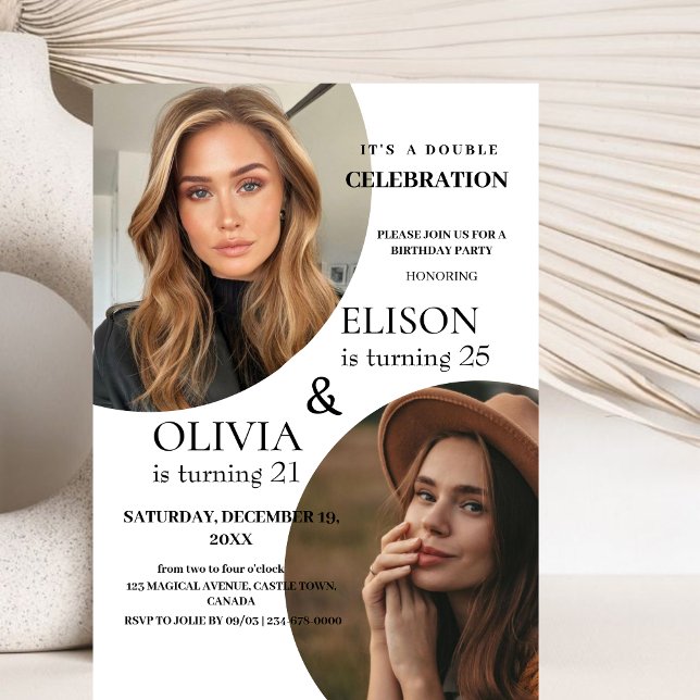 Moderne Minimalistisch Einladung zwei Foto Doppelg (Von Creator hochgeladen)