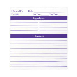 Moderne Minimalistisch Elegante Lila Rezepte Notizblock