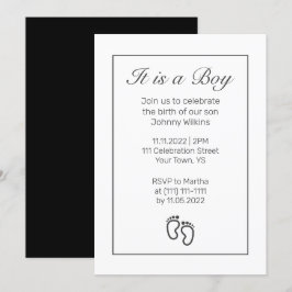 Moderne Minimalistisch Feet Baby Boy Birth Celebra Einladung