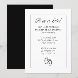 Moderne Minimalistisch Feet Baby Girl Birth Celebr Einladung