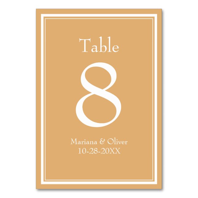 Moderne Minimalistisch-gelbe Tischnummer (Vorderseite)