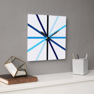 Moderne Minimalistisch geometrische blaue Gradient Quadratische Wanduhr