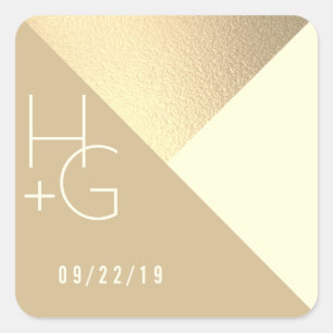 Moderne Minimalistisch geometrische Hochzeit Quadratischer Aufkleber