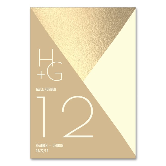 Moderne Minimalistisch geometrische Hochzeit Tischnummer (Vorderseite)