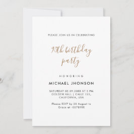 Moderne Minimalistisch Gold 90. Geburtstagsparty Einladung