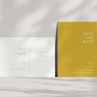 Moderne Minimalistisch Gold Save the Date Postkart Einladungspostkarte