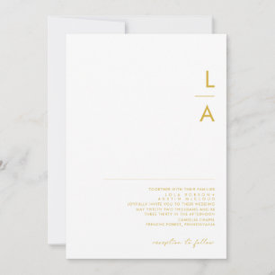 Moderne Minimalistisch Gold Schriftart Monogram We Einladung