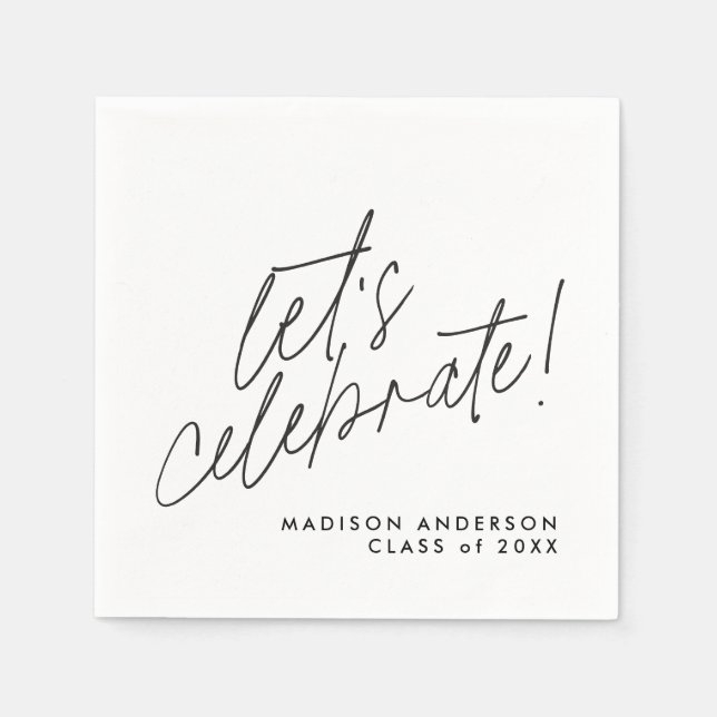 Moderne Minimalistisch Graduierungspartei Napkins Serviette (Vorderseite)
