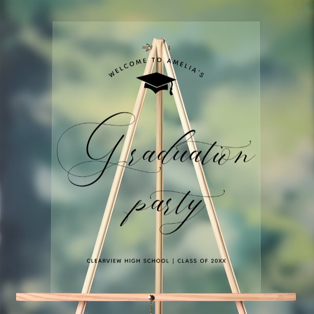 Moderne Minimalistisch Graduierungspartei Willkomm Acrylschild (Von Creator hochgeladen)