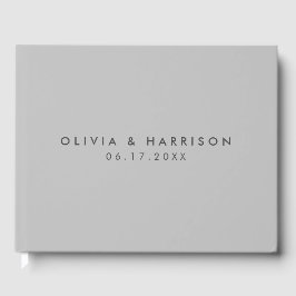 Moderne Minimalistisch-graue Hochzeit Gästebuch