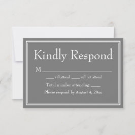 Moderne Minimalistisch graue RSVP-Karte an der Gre Dankeskarte