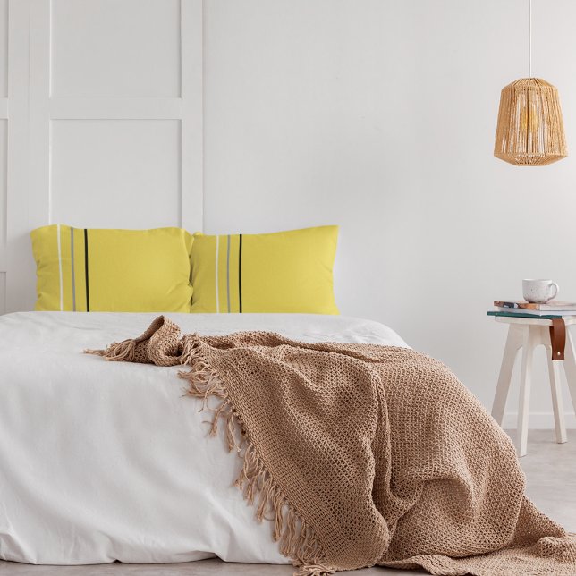 Moderne Minimalistisch-graue schwarze Linien gelb Kissenbezug (Von Creator hochgeladen)