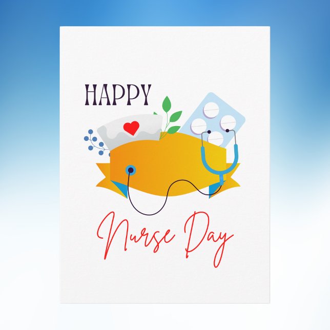 Moderne Minimalistisch Happy Nurse Day Celebration Postkarte (Von Creator hochgeladen)