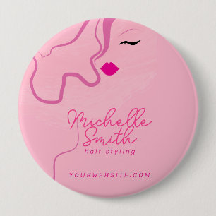 Moderne, minimalistisch rosa Haarstyling mit schwa Button