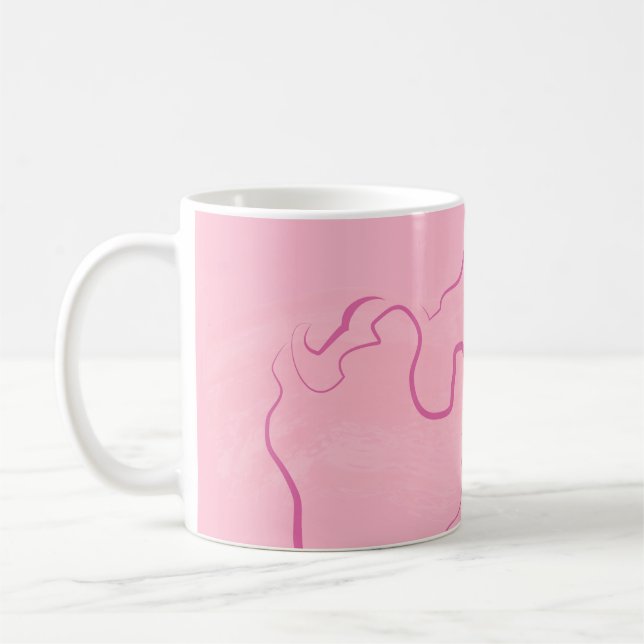 Moderne, minimalistisch rosa Haarstyling mit schwa Kaffeetasse (Links)
