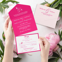 Moderne, Minimalistisch-rosa Monogramm-Hochzeit