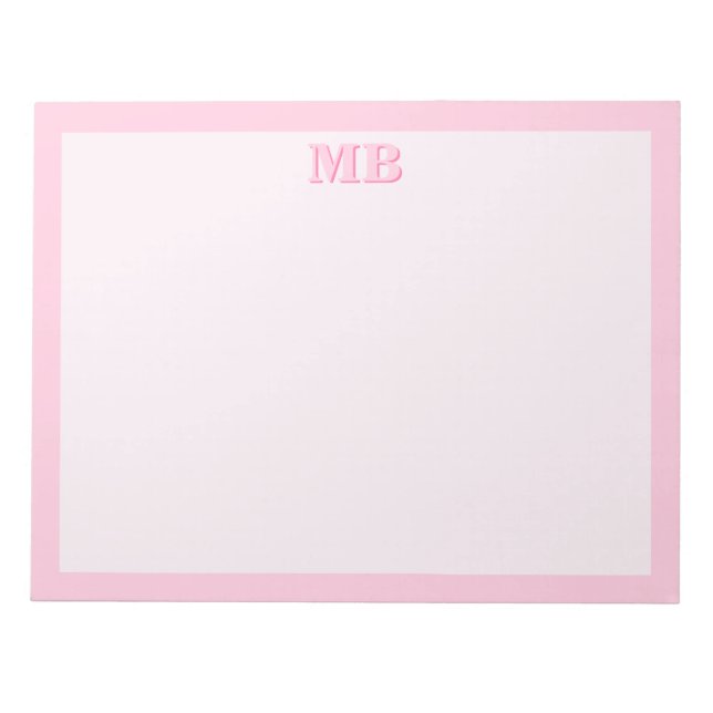 Moderne Minimalistisch rosa Typografie Initialmono Notizblock (Vorderseite)