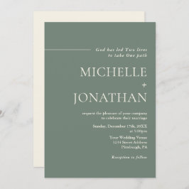 Moderne Minimalistisch Sage Green Christlich Weddi Einladung