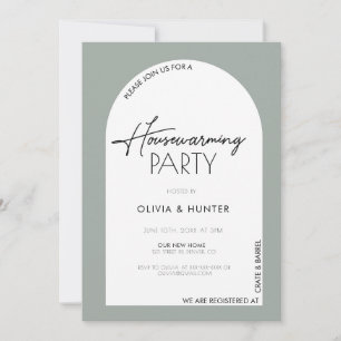 Moderne Minimalistisch Sage Green Housewarming Einladung