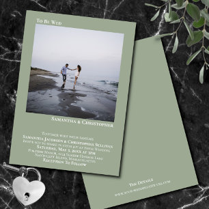 Moderne Minimalistisch Sage Green Simple Foto Hoch Einladung