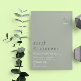Moderne Minimalistisch Sage Green Wedding Einladung