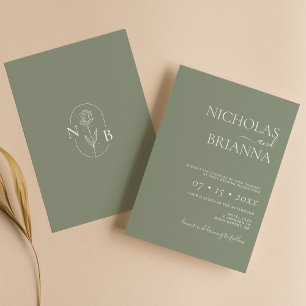 Moderne Minimalistisch Sage Green Wedding Einladung