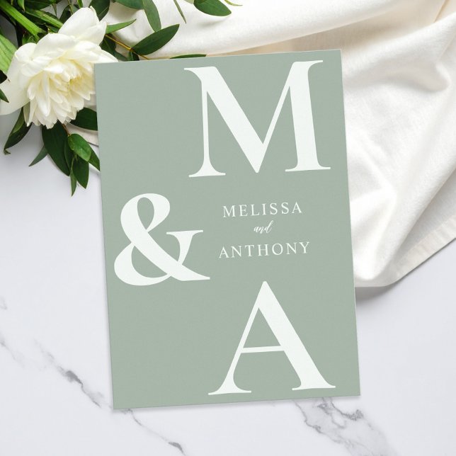 Moderne Minimalistisch Sage Green Wedding Einladung (Von Creator hochgeladen)
