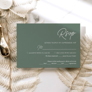 Moderne Minimalistisch Sage Green Wedding RSVP Car
