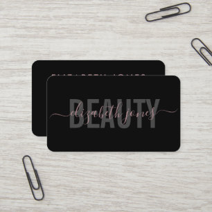 Moderne Minimalistisch Signatur Schwarz und Rose G Visitenkarte