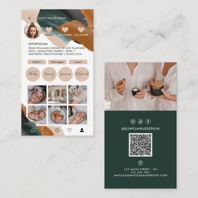 Moderne, minimalistisch-stilvolle QR CODE-Business Visitenkarte (Vorne/Hinten)