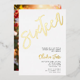 Moderne Minimalistisch Sweet 16 Foto Einladung