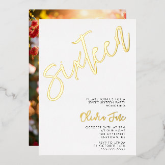 Moderne Minimalistisch Sweet 16 Foto Einladung