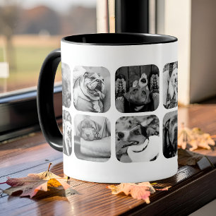Moderne Minimalistische 12-Foto-App-Raster-Collage Tasse