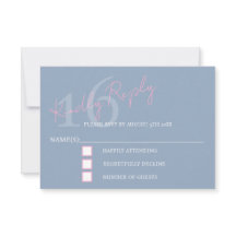 Moderne Minimalistische 16. RSVP Pink Blaue Geburt