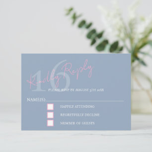 Moderne Minimalistische 16. RSVP Pink Blaue Geburt Karte