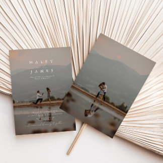 Moderne, Minimalistische 2-Foto-Script-Hochzeit Einladung