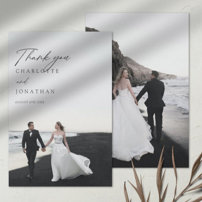 Moderne Minimalistische 2 Fotos Hochzeit Dankeschö Dankeskarte (Von Creator hochgeladen)