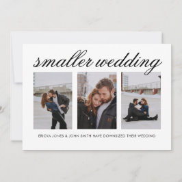 Moderne Minimalistische 3 Foto Kleinere Hochzeit Ankündigung